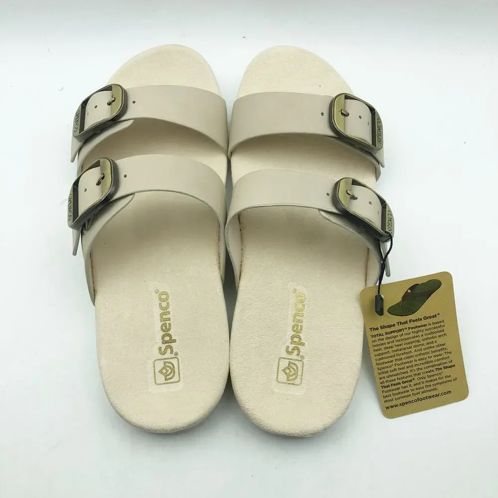 Spenco Womens Vista Slip On Sandals US 7.5 WIDE Grey Morn Leather APMA NIB